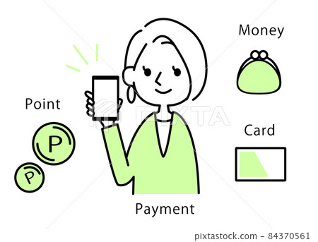 職業女性用電子貨幣支付的插圖矢量素材 職業女性用電子貨幣支付的插圖矢量素材 84370561