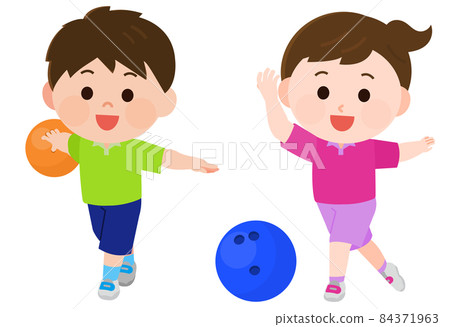 Illustration of boys and girls bowling Illustration of boys and girls bowling 84371963