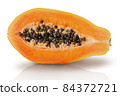 Single half ripe papaya isolated on white 84372721