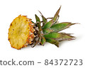Pineapple top with green leaves isolated on white 84372723