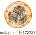 Half tamarillo top view isolated on white 84372724