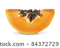 Small piece of ripe papaya isolated on white 84372729