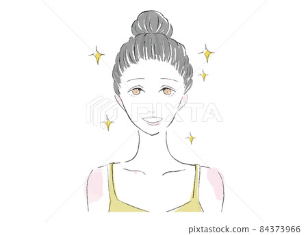 Illustration of the front face of a laughing / smiling woman Illustration of the front face of a laughing / smiling woman 84373966