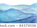 Winter white mountain background watercolor illustration. Abstract hand painted aquarelle of mystery landscape. Misty terrain with slopes. Wall art, cover, wedding, invite card, holiday, nature hiking 84374506