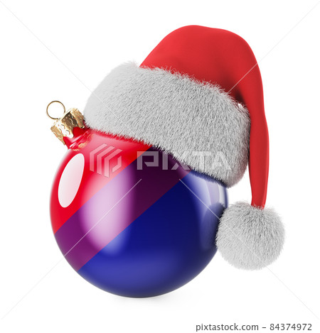 Christmas ball with bisexual flag and Santa Claus hat. 3D rendering Christmas ball with bisexual flag and Santa Claus hat. 3D rendering 84374972