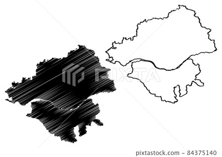Loire-Atlantique Department (France, French Republic, Pays de la Loire region) map vector illustration, scribble sketch Loire Atlantique map 84375140
