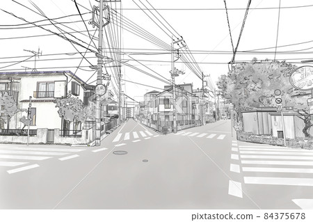 Five-forked road tone in a residential area Five-forked road tone in a residential area 84375678