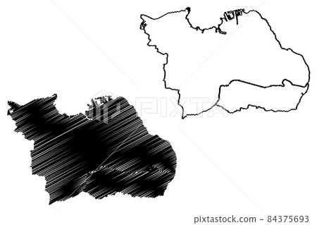 Surabaya City (Republic of Indonesia, Java island) map vector illustration, scribble sketch City of Surabaya map 84375693