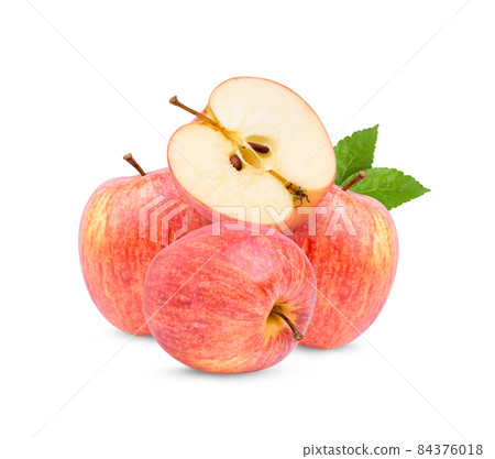 Fresh apple wth leaves isolated on white background Fresh apple wth leaves isolated on white background 84376018