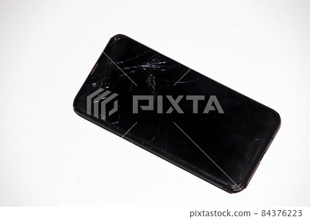 破碎的智能手機屏幕（黑白） 84376223