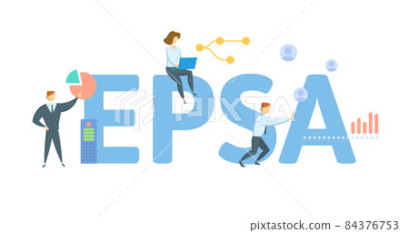 EPSA, Electric Power Supply Association. Concept with keyword, people and icons. Flat vector illustration. Isolated on white. 84376753