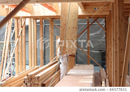 Construction site of a new custom-built house 84377631