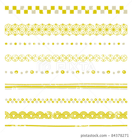 Stamp style Japanese pattern decoration line (yellow) 84378271