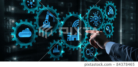 Smart industry control concept. Automation and data exchange in manufacturing technologies Smart industry control concept. Automation and data exchange in manufacturing technologies 84378465
