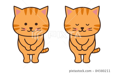 一隻貓鞠躬全身的插圖 一隻貓鞠躬全身的插圖 84380211
