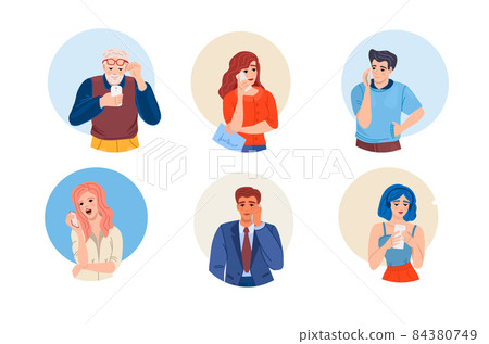 Group people with smartphones. Man woman elderly students chatting, making selfie, listening music, talking using smartphones. People mobile internet technology, social networking, social media Group people with smartphones. Man woman elderly students chatting, making selfie, listening music, talking using smartphones. People mobile internet technology, social networking, social media 84380749