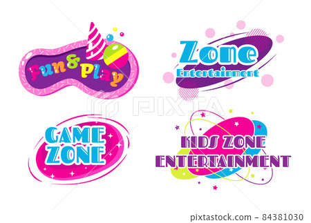 Kids zone entertainment set childish banner label sticker badge Kids zone entertainment set childish banner label sticker badge 84381030