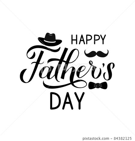 Happy Fathers Day Illustration With Mustache Tie Bow And Hat Stock