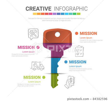 Key elements infographics design for Presentation business, can be used for workflow layout, steps or processes. 84382596