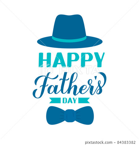 Happy Fathers Day. Hat And Tie Greeting Card. Vector Illustration