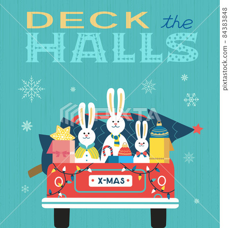 Christmas decoration in red pickup cute vector Christmas decoration in red pickup cute vector 84383848