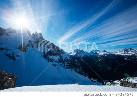 Dolomities winter mountains ski resort 84384575