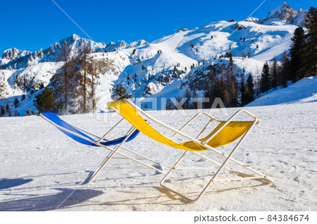 Chair at ski mountain resort 84384674