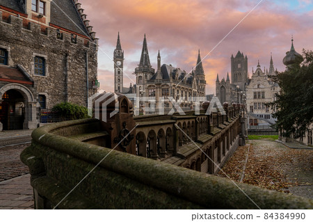 Graslei with the towers of Ghent 84384990