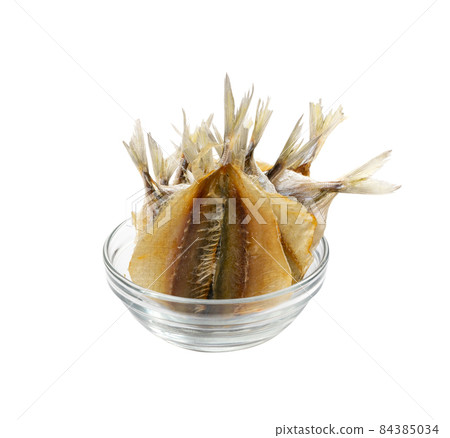 Dried Fish Isolated, Dry Salted Seafood Snack, Stockfish, Beer Snacks 84385034
