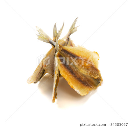 Dried Fish Isolated, Dry Salted Seafood Snack, Stockfish, Beer Snacks 84385037