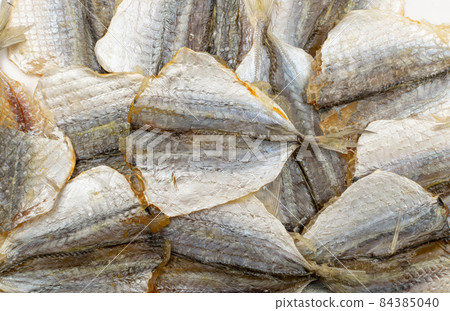 Dried Fish Isolated, Dry Salted Seafood Snack, Stockfish, Beer Snacks 84385040