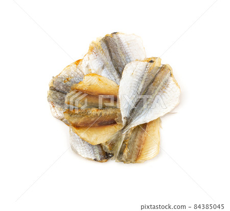 Dried Fish Isolated, Dry Salted Seafood Snack, Stockfish, Beer Snacks 84385045