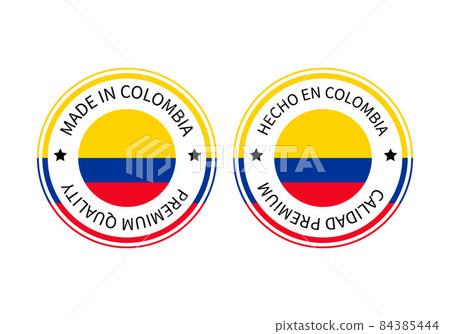 Made in Colombia round labels in English and in Spanish languages. Quality mark vector icon. Perfect for logo design, tags, badges, stickers, emblem, product package Made in Colombia round labels in English and in Spanish languages. Quality mark vector icon. Perfect for logo design, tags, badges, stickers, emblem, product package 84385444
