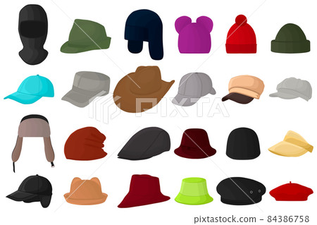 Illustration on theme big kit different types hats Illustration on theme big kit different types hats 84386758