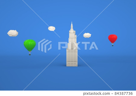 3d illustration of a white 48 wall street on a blue isolated background 3d illustration of a white 48 wall street on a blue isolated background 84387736