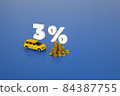 3D render isometric scene 3 percent . Isometric 3D percent off. Sale background 84387755
