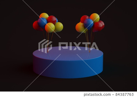 3D Reneder Multicolored Holiday Balls on a Pedestal 3D Reneder Multicolored Holiday Balls on a Pedestal 84387763