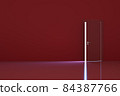 3D illustration of Red room and half open door with incidence of light coming in 84387766