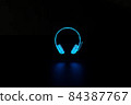 3D rendering The hologram headphones. Music from polygons, triangles, points, and lines 84387767
