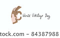 Hand with vitiligo makes ok gesture. Card of world vitiligo day. 84387988