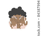 The guy with vitiligo bashfully hides behind his hands 84387994
