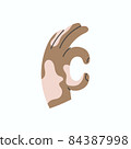 Hand with vitiligo makes ok gesture. Icon in flat style 84387998