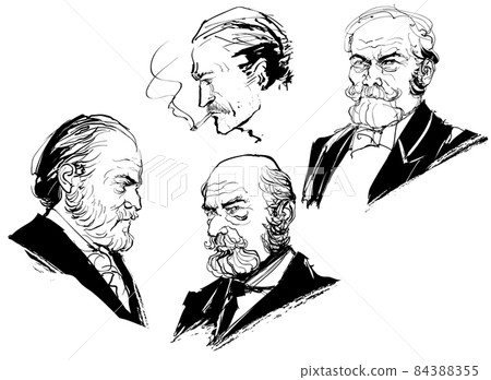 Set of completely imaginary portraits in the XIX century style 84388355