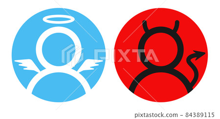 Vector set icons angel and devil in flat style. 84389115