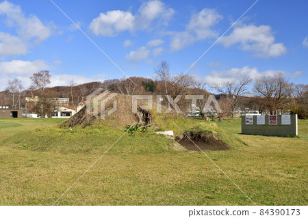 Photographing the scenery of the World Heritage Irie shell mound in Date City, Hokkaido in late autumn Photographing the scenery of the World Heritage Irie shell mound in Date City, Hokkaido in late autumn 84390173