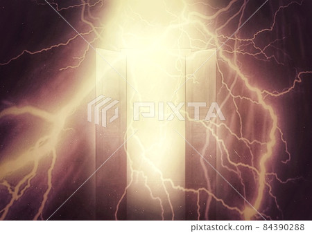 Lightning falls on the opened door 84390288