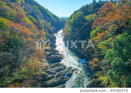View from Hanetaki Bridge Takatsudo Gorge Takatsudo Gorge Autumn leaves and autumn scenery 84390378