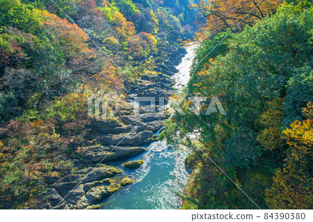 從羽卷橋眺望 高津堂峽谷 高津堂峽谷 秋葉秋景 84390380