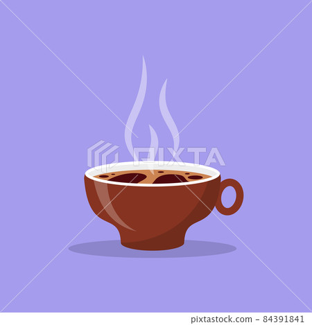 Flat hot brown coffee cup mockup steam icon vector Flat hot brown coffee cup mockup steam icon vector 84391841