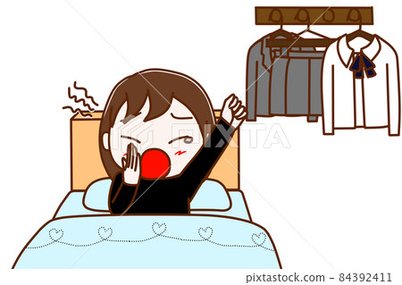 <前> 一個太困在床上打哈欠的女學生 84392411